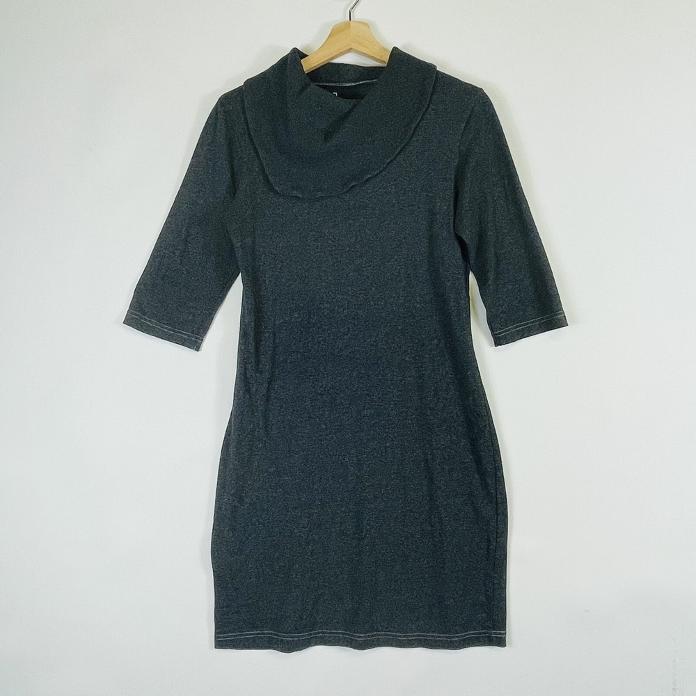 Lur Women Small  Dress  Quiet Luxury Soft Grey Cowl Neck Sheath Pullover Sweater